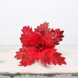 Elegant poinsettia glitter flowers S/M/L for Christmas tree