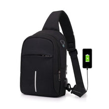 Load image into Gallery viewer, One strap men’s travel sling bag with USB charging feature