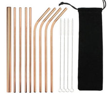 Load image into Gallery viewer, Reusable Stainless Steel Straws Drinking Set &amp; Brush