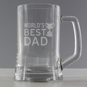 Worlds Best Dad Tankard ¦ Personalised Beer Glass Gift for Dad 