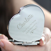 Load image into Gallery viewer, Personalised Swirls &amp; Hearts Diamante Heart Compact Mirror Gift for Her