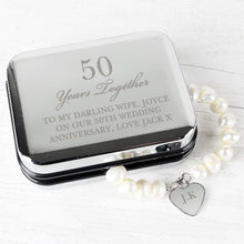 Load image into Gallery viewer, Personalised Anniversary Silver Box and Pearl Bracelet-pearl bracelet-personalised anniversary gifts-silver anniversary-anniversary presents for her-super gift online