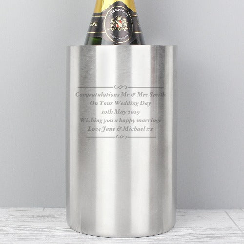 Personalised Stainless Steel Ice Bucket Wine Cooler ¦ Engraved any Message  