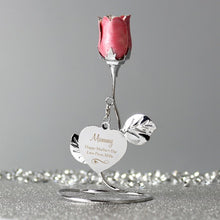 Load image into Gallery viewer, Personalised Swirls &amp; Heart Pink Rose Bud Ornament Gift for Her 