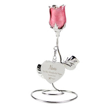 Load image into Gallery viewer, Personalised Swirls &amp; Heart Pink Rose Bud Ornament Gift for Her 