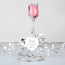 Load image into Gallery viewer, Personalised Swirls &amp; Heart Pink Rose Bud Ornament Gift for Her