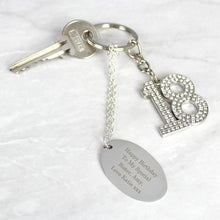 Load image into Gallery viewer, personalised-free-text-diamante-18-keyring-engraved-personalised-keyring-personalised-free-text-diamante-18-keyring-personalized-keyring