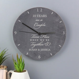 Personalised Anniversary Slate Clock ¦ Engagement & Wedding Gift