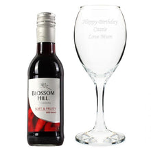 Load image into Gallery viewer, personalised-wine-glass-with-red-wine-bottle-gift-set-box-engraved-wine-glasses-personalised-crystal-wine-glass