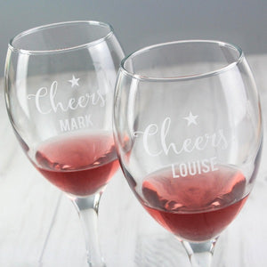 Personalised Cheers Wine Glass Set for Couples ¦ Send Persaonalised Gift 