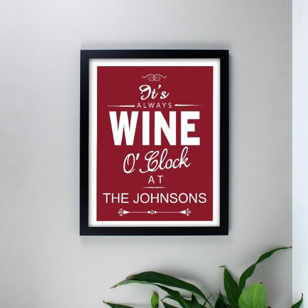 personalised-wine-oclock-black-framed-print-gift-wine-oclock-black-framed-print-kitchen-wall-art-wine-oclock-art-print