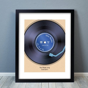 Personalised Retro Vinyl Black Framed Print-black framed picture-framed prints uk-wall prints uk-large prints for walls-luxury gifts for couples-garden gifts for couples-unusual gifts for couples uk-romantic gifts for couples