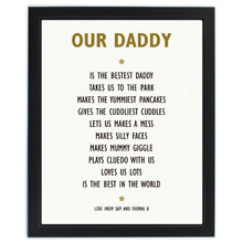 Load image into Gallery viewer, Personalised List of Love Black Framed Print Gift for Dad / Mom 