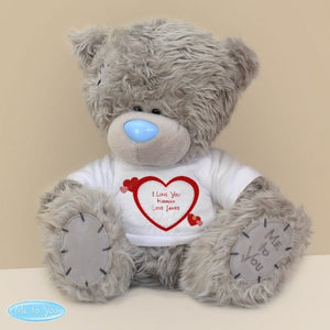 Personalised Me to You Bear Hearts with T-shirt-Personlised Teddy Bear Gift-me to you teddy-me to you figurines-tatty teddy-me to you bears for sale-tatty teddy tesco-me to you clothing