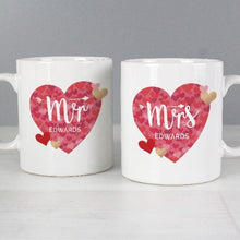 Load image into Gallery viewer, Personalised Mr and Mrs Valentine&#39;s Day Confetti Hearts Mug Gift Set-Mr and Mrs mugs set