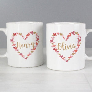 Personalised Confetti Hearts Wedding Mug Set-cool mugs-his and hers mugs