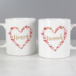 Personalised Valentine's Day Confetti Hearts Mug Gift Set-mr and mrs mugs-his and hers mugs-mug set of 6-cool mugs