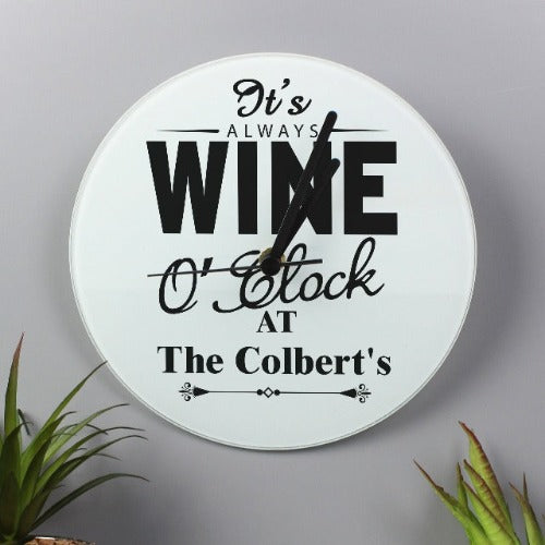 Personalised Wine O'Clock Clock ¦ Wine Lovers O clock in Wall ¦ Super Gift Online