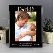 Load image into Gallery viewer, personalised-daddy-black-glass-photo-frame-photo-frame-gifts-photo-frame-gift-ideas-photo-frame-gift-photo-frame-personalized-photo-frame-gift-personalised-photo-frame