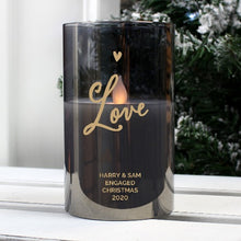 Load image into Gallery viewer, Personalised Love Smoked Glass LED Candle ¦ Led Candles
