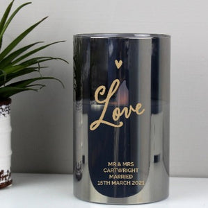 Personalised Love Smoked Glass LED Candle-Led Candles