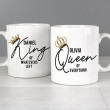 Load image into Gallery viewer, Personalised King and Queen matching mugs for couples