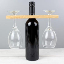 Load image into Gallery viewer, personalised anniversary wine bottle and glass rack gift
