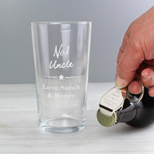 Load image into Gallery viewer, Engraved glass and bottle opener gift set for men’s celebrations