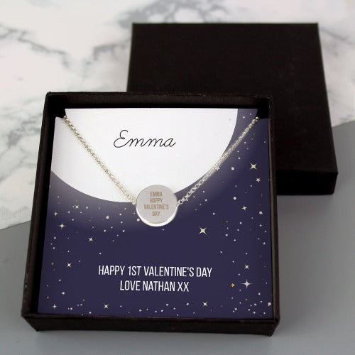 Sentimental silver necklace with moon and star charms for her