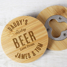 Load image into Gallery viewer, Personalised drink coaster and bottle opener for him or her