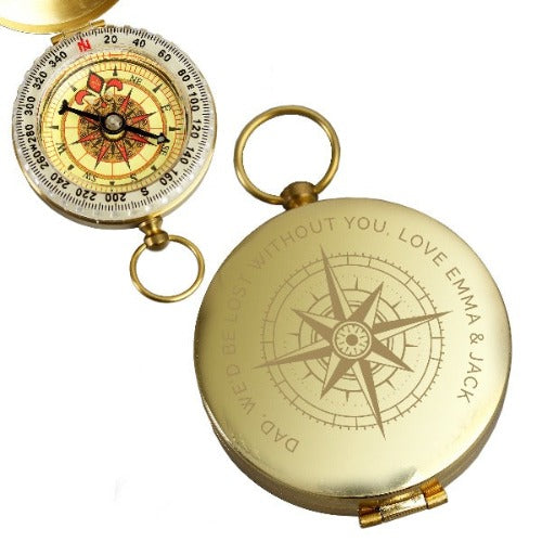 Pocket-sized engraved compass for travel lovers