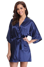 Load image into Gallery viewer, Satin bridal robes with lace trim perfect for wedding gifts