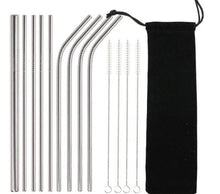 Load image into Gallery viewer, Reusable stainless steel straws with brush cleaner