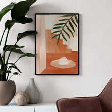 Load image into Gallery viewer, Boho Abstract Mountain Sun Vase Leaves Plant Canvas Wall Art
