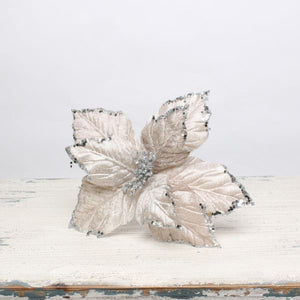 Glitter poinsettia flower tree hanging ornaments Christmas