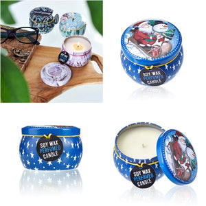 Portable tin candle perfect for travel or home use