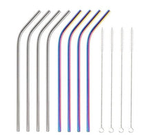 Load image into Gallery viewer, Reusable stainless steel straws drinking set &amp; brush set 