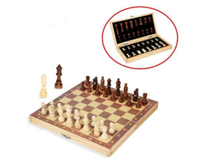 Wooden magnetic chess travel set portable board game for adults kids