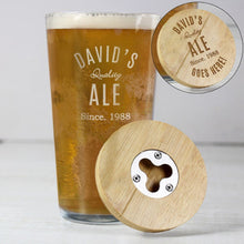 Load image into Gallery viewer, bamboo coaster opener and pint glass set gift