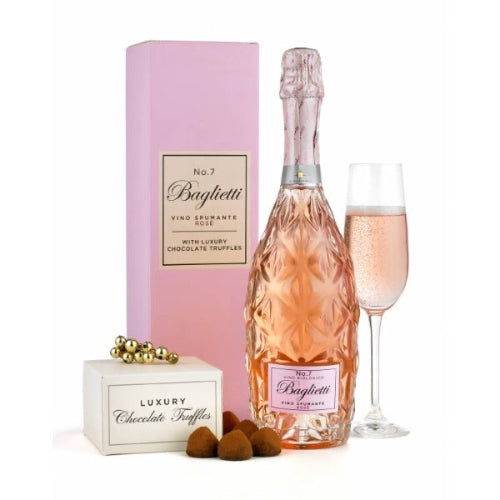 Sparkling wine and chocolate truffle hamper gift set for her