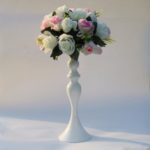 White wedding centerpiece vase with candle holders