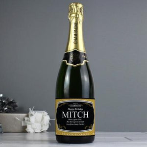 Personalised Gold & Black Champagne ¦  Personalise Champagne/Prosecco Gift 