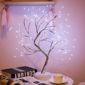 Modern tabletop Christmas tree lamp with warm white lights