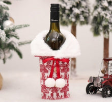 Load image into Gallery viewer, Festive red Christmas wine cover for dining table decor