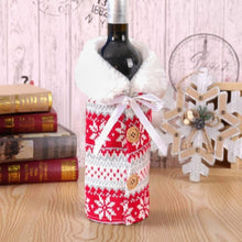 Load image into Gallery viewer, Red wine bottle cover for Christmas dinner table decoration