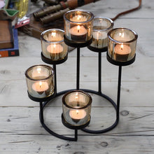 Load image into Gallery viewer, iron candle holder-antique cast iron candle holders-black iron candle holder-handmade wrought iron candle holders-wrought iron candle holders uk-cast iron tea light holder-glass-candle-holder-set-tea-light-candles-holder-set-gifts--crystal-candle-holder-glass-candles-candle-holder-wedding-ideas-romantic-home-bar-party-decoration-ornaments-candlestick