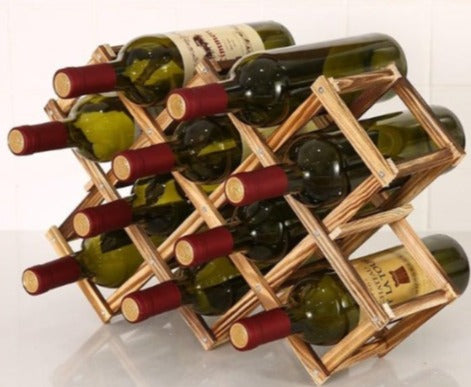  Foldable wooden bottle holder for kitchen and home bar décor