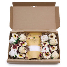 Load image into Gallery viewer, 16 rose soap flowers with bath salts spa set for her