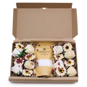 16 rose soap flowers with bath salts spa set for her