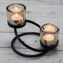 Load image into Gallery viewer, Black iron candle holder centerpiece for living room décor